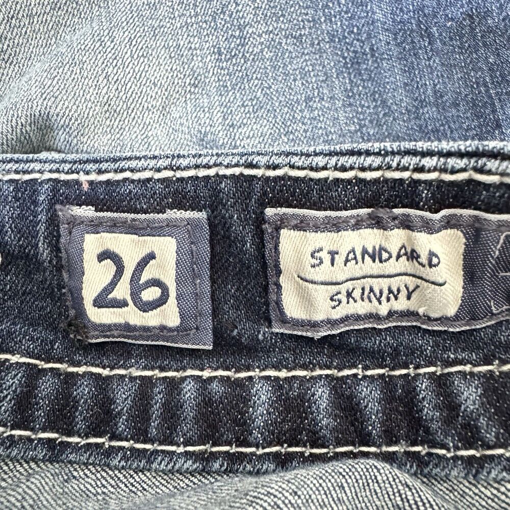 Miss Me Jeans Shorts Women's 26 ALTERED* Raw Hem Denim Embellished Blue Skinny - Picture 13 of 16